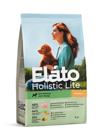 Корм сухой для щенков ELATO Holistic Lite с индейкой (2 кг)