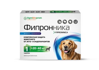 Таблетка для собак 20 - 40 кг PCHELODAR фипронника комплексная защита от экто- и эндопаразитов (1 таб)