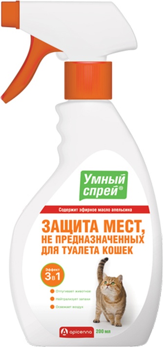 Спрей для кошек APICENNA Умный спрей защита мест, не предназначенных для туалета (200 мл)