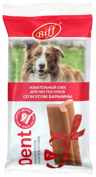 Лакомство для собак крупных пород BIFF Dent снек для чистки зубов баранина жевательный (270 г)