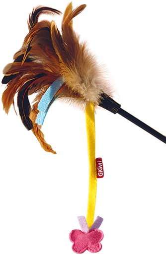 Игрушка для кошек GIGWI Cat Toys Дразнилка с бабочкой и перьями (51 см)