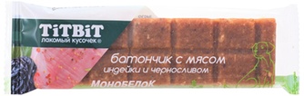 Лакомство для собак мелких пород TITBIT Лакомый кусочек Батончик индейка и чернослив монобелковый (40 г)