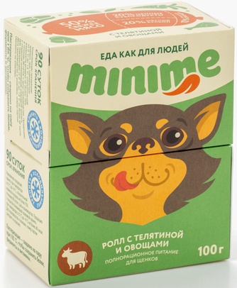 Корм влажный для щенков MINIME ролл с Телятиной и овощами (100 г)