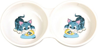 Миска для кошек TRIXIE  Кошка двойная керамическая (150 мл/11 см)