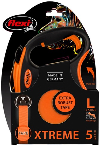 Рулетка для собак FLEXI до 65 кг Xtreme черно-оранжевая (5 м)