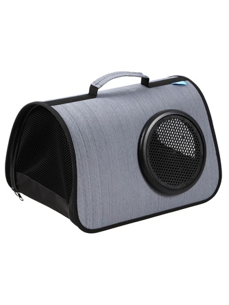 Сумка-переноска для кошек и собак RICH BREED MYJET иллюминатор/сетка, светло-серая лайн (M/40*25*25 см)