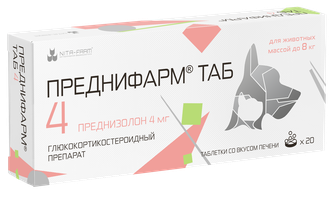 Таблетки для кошек и собак NITA-FARM Преднифарм ТАБ (4 мг/20 табл)