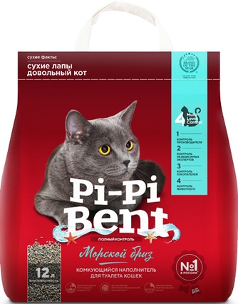 Наполнитель комкующийся бентонитовый для кошек PI-PI-BENT Морской бриз (5 кг)