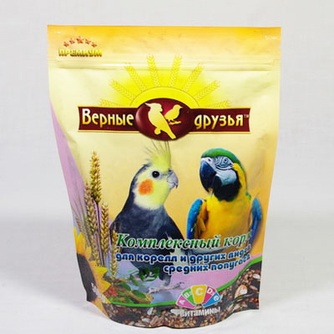 Корм сухой для Попугаев средних пород ВЕРНЫЕ ДРУЗЬЯ (500 г)