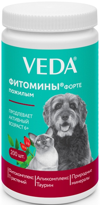 Фитокомплекс для пожилых собак и кошек VEDA фитомины Форте (200 шт)