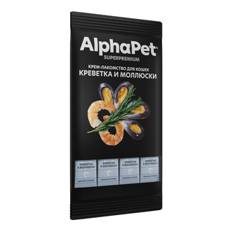 Лакомство для кошек ALPHAPET Superpremium Крем-лакомство Креветка и молюски (48 г)