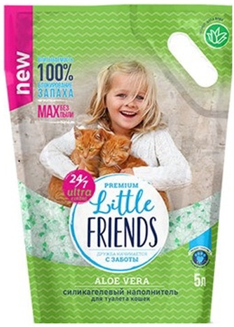 Наполнитель впитывающий силикагелевый для кошек PREMIUM LITTLE FRIENDS Aloe Vera алоэ вера (5 л)
