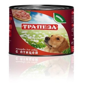 Корм влажный для собак ТРАПЕЗА кусочки, птица (750 г)