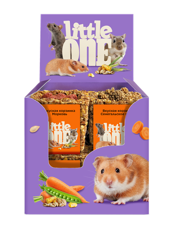 Лакомство для хомяков, крыс, мышей и песчанок LITTLE ONE Ассорти Вкусная корзинка (12 шт/40 г)