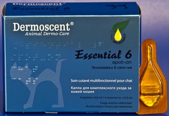 Капли для кошек DERMOSCENT Essential Spot-On для комплексного ухода за кожей (0,6 мл/4 пипетки)