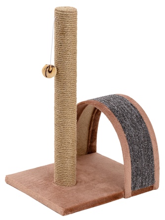 Когтеточка-столбик для кошек RICH BREED + дуга, джут, ковролин коричневый (35*30*54 см)