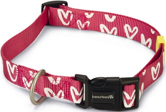 Ошейник нейлоновый для собак BEEZTEES Heart розовый (2,5*70 см)