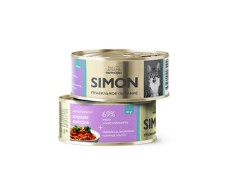 Саймон 93146 кон.д/взрослых кошек паштет с Кроликом и фасолью 100г