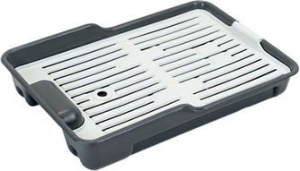 Туалет для кошек ДАРЭЛЕНД Евро прямоугольный, с сеткой, серый (40*26*7 см)