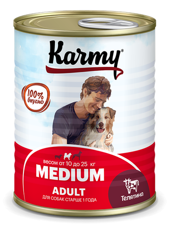 Корм влажный для собак средних пород KARMY Medium Adult с телятиной (340 г)