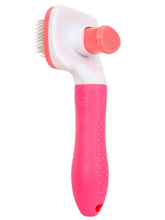 Пуходерка для животных RICH BREED Classic с кнопкой очистки, розовая (S/17*8*5,5 см)