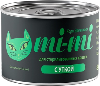 Корм влажный для стерилизованных кошек MI-MI с уткой (80 г)