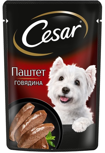 Корм влажный для взрослых собак CESAR паштет с говядиной (80 г)