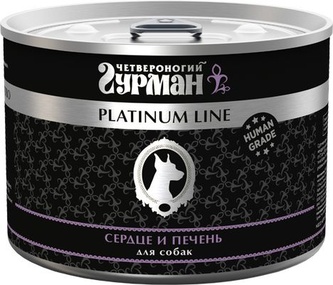 Корм влажный для собак ЧЕТВЕРОНОГИЙ ГУРМАН Platinum Line сердце, печень (525 г)