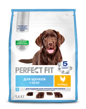 Корм сухой для щенков средних и крупных пород PERFECT FIT с курицей (1,4 кг)