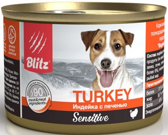 Корм влажный для собак BLITZ Sensitive индейка и печень (200 г)