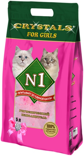 Наполнитель впитывающий силикагелевый для кошек №1 Crystals For Girls (5 л)