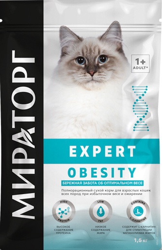 Корм сухой для кошек МИРАТОРГ Expert Obesity Бережная забота об оптимальном весе (1,5 кг)