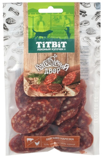 Лакомство для собак мелких пород TITBIT Лакомый кусочек Колбасный двор Нарезка Бергамо (80 г)