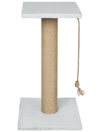 Когтеточка для кошек RICH BREED средний и толстый столбик с площадкой, джут, светло-серый (35*35*64 см)