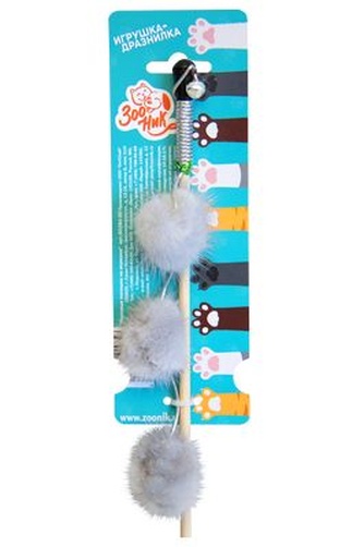 Игрушка для кошек ЗООНИК EX15 Дразнилка Меховые потешки на веревке с колокольчиком (50 см)
