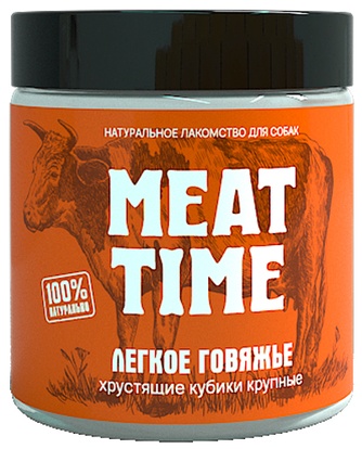 Лакомство для собак мелких пород MEAT TIME Легкое говяжье Хрустящие кубики крупные (40 г)