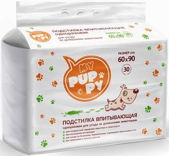 Пеленки впитывающие для собак MY PUPPY одноразовые (60*90*30 шт)