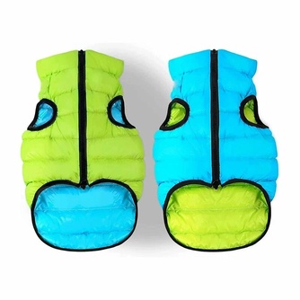 Куртка для собак крупных пород AIRYVEST Lumi двухсторонняя, салатово-голубая (L/55 см)