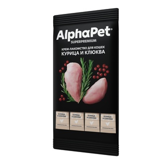 Лакомство для кошек ALPHAPET Superpremium Крем-лакомство Курица и клюква (48 г)