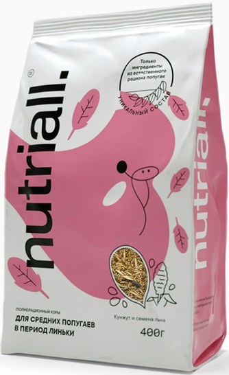 Корм сухой для средних попугаев NUTRIALL в период линьки (0,4 кг)