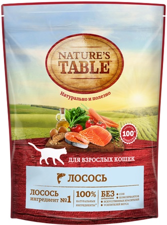 Корм сухой для кошек NATURE'S TABLE Лосось (0,65 кг)