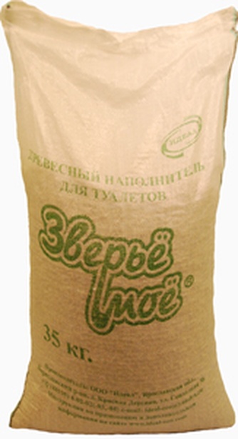 Наполнитель впитывающий древесный для кошек ЗВЕРЬЕ МОЕ (35 кг)