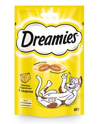 Лакомство для кошек DREAMIES Подушечки с сыром лакомые (60 г)