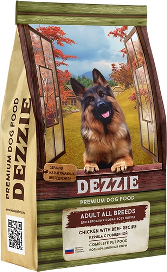 Корм сухой для собак DEZZIE Adult All Breeds курица, говядина (15 кг)