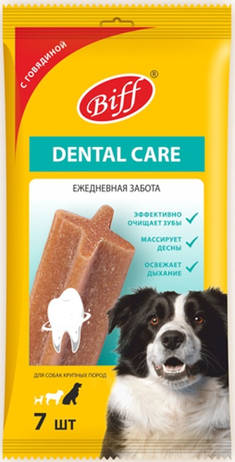 Лакомство для собак крупных пород BIFF Dental Care снек для чистки зубов говядина жевательный (270 г)