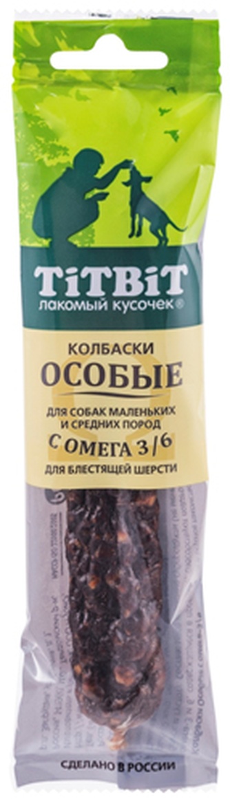 Лакомство для собак мелких пород мелких и средних пород TITBIT Лакомый кусочек Колбаски особые с омега 3/6 (30 г)