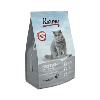 Корм сухой для британских короткошерстных кошек KARMY British Shorthair Индейка (400 г)