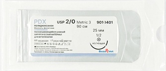 мононить полидиоксаноновая BAZAVET PDX (2/0 (3), К, 1/2, 25мм, 90 см/12 шт)
