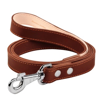 Поводок кожаный для собак COLLAR двойной с прошивкой, коричневый (1,22 м)