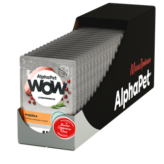 Корм влажный для стерилизованных кошек ALPHAPET WOW Суперпремиум нежные ломтики в соусе индейка (85 г)